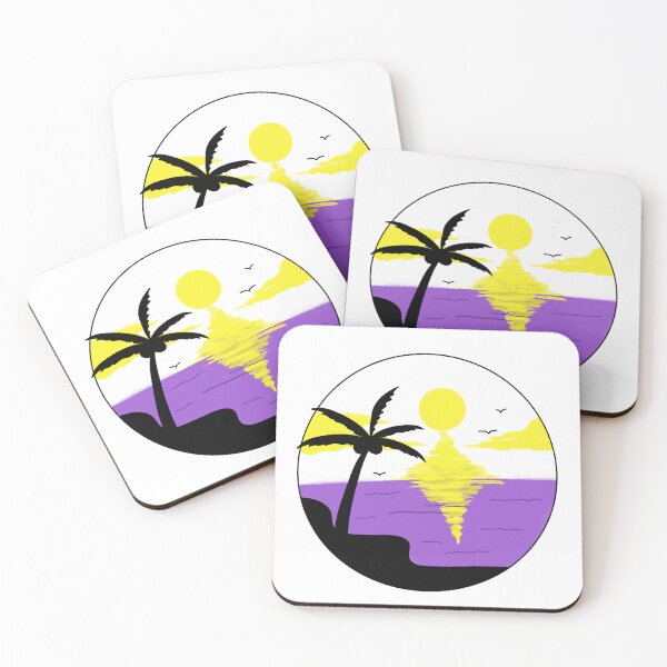 Item preview, Non Binary LGBTQ Pride Coconut Tree Sunsets designed and sold by GM-666.