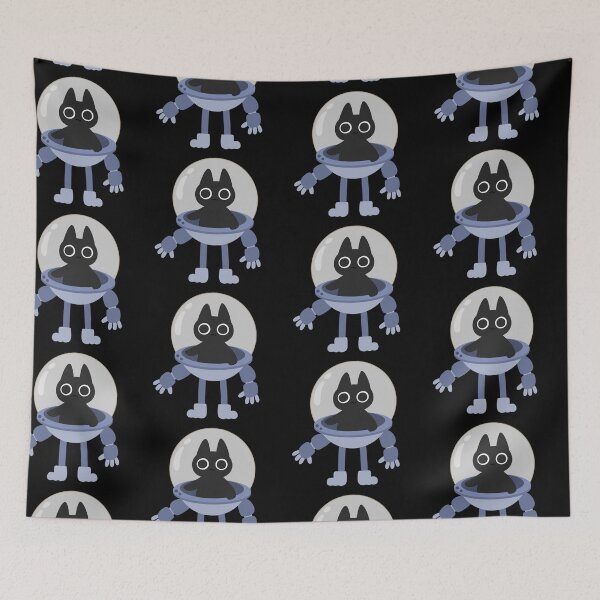 Item preview, robot - space black cat vintage retro graphic designed and sold by TNwandesignart.