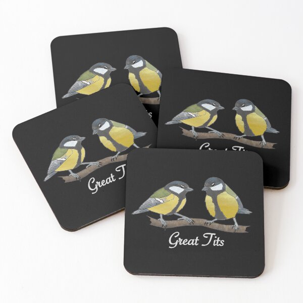 Item preview, Great Tits (white text for dark background items) designed and sold by C-Birb.