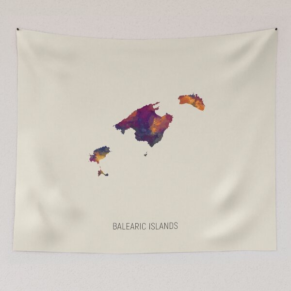 Item preview, Balearic Islands Watercolor Map designed and sold by ArtPrints.