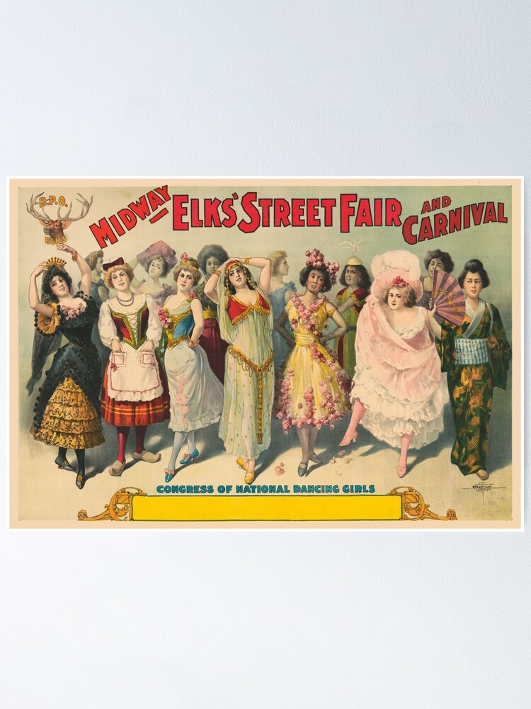 踊り子　Vintage poster STK501956A-Vintage circus poster showing women in national