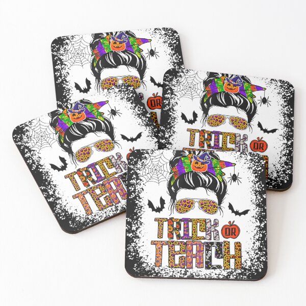 Item preview, Trick or Teach Messy Bun Teacher Halloween Bleached Gifts  designed and sold by DavidDeans.