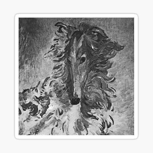 Charcoal Vintage Borzoi Sticker