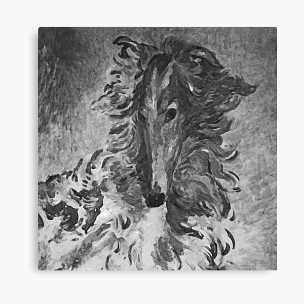 Charcoal Vintage Borzoi Canvas Print