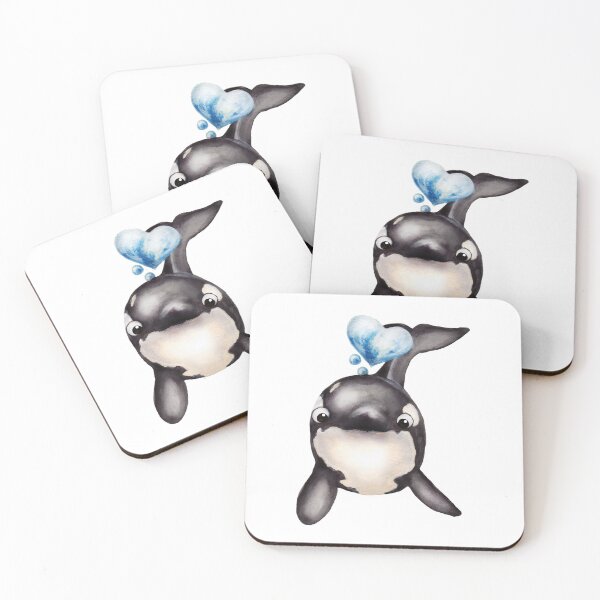 Item preview, Happy Killer Whale watercolour painting designed and sold by Funsize-Art.