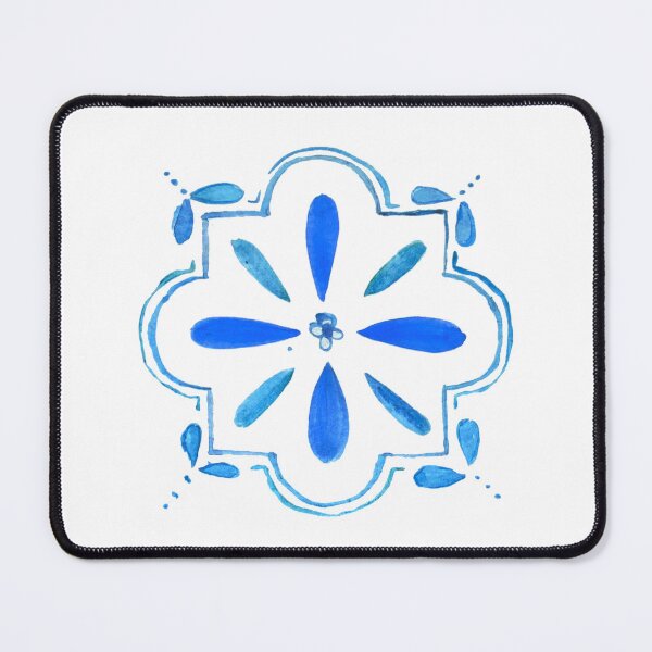Item preview, Mediterranean inspired blue tile, watercolour pattern designed and sold by Sarah Rudge.