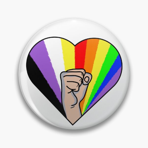 Item preview, Non Binary LGBTQ Pride Heart Fighting Rainbow designed and sold by GM-666.