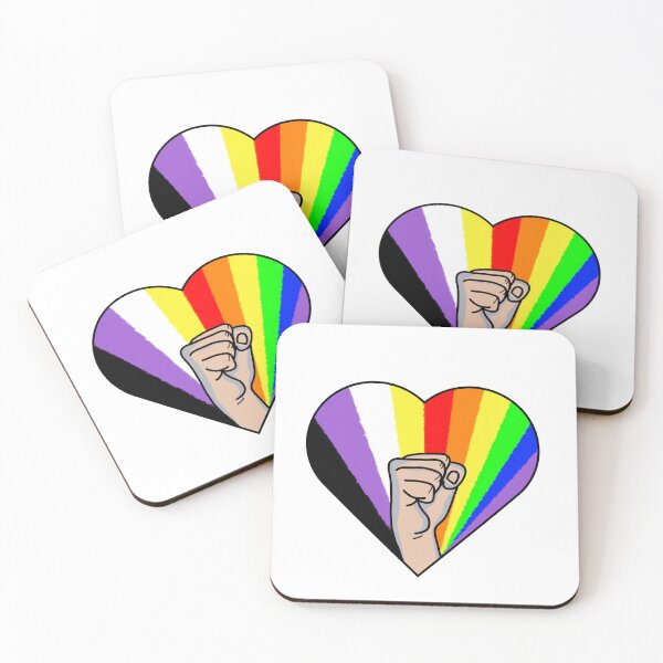 Item preview, Non Binary LGBTQ Pride Heart Fighting Rainbow designed and sold by GM-666.