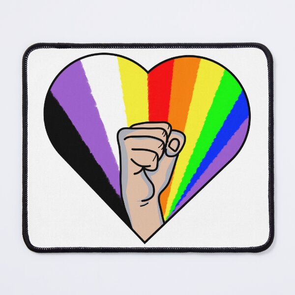 Item preview, Non Binary LGBTQ Pride Heart Fighting Rainbow designed and sold by GM-666.