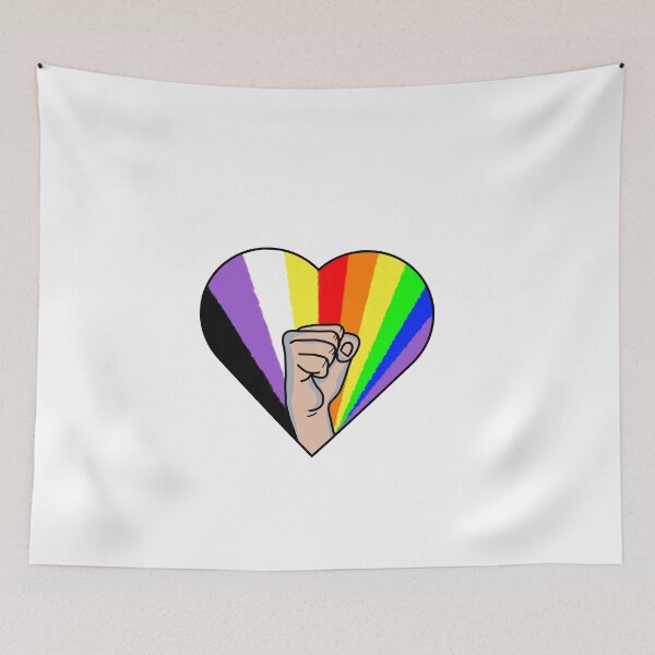Item preview, Non Binary LGBTQ Pride Heart Fighting Rainbow designed and sold by GM-666.
