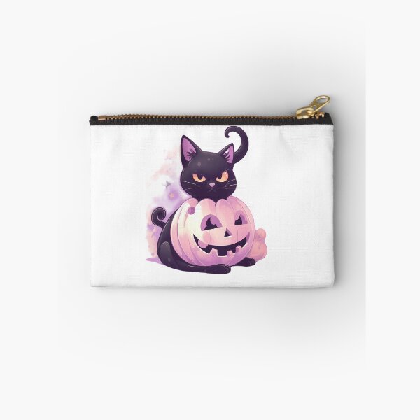 Aperçu de l'œuvre Chat noir en colère avec citrouille halloween créée et vendue par DesignRealmX.