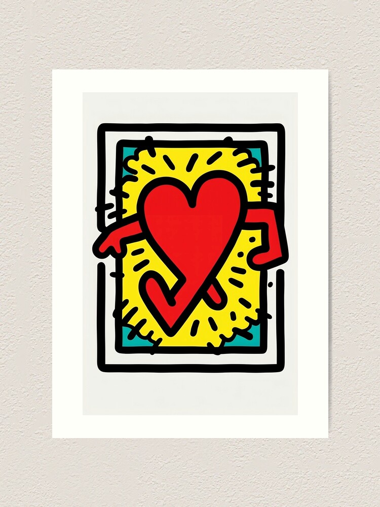 "Minimalist Keith Haring Poster, Keith Haring Heart Poster, Keith
