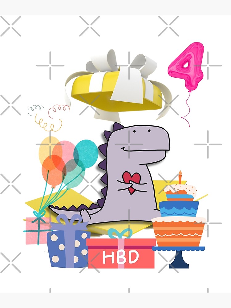 Carte de vœux for Sale avec l'œuvre « Joyeux anniversaire 4 ans avec  dinosaure. » de l'artiste BelieveG