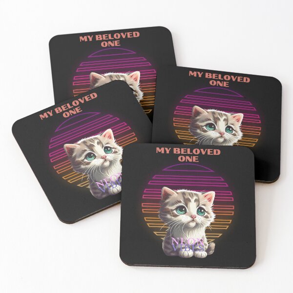 Item preview, my beloved one neon vibes with cute cat designed and sold by CuteCatsCoffee.