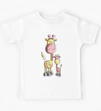 Cute Giraffe Mom And Baby Kids Tee
