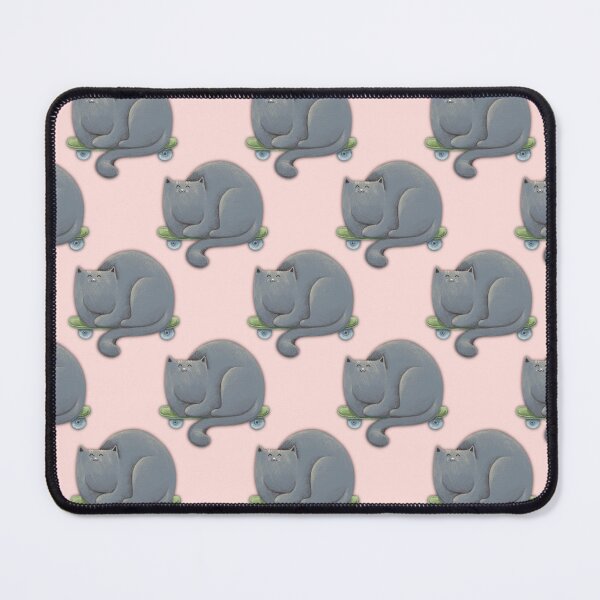 Item preview, Skateboarding Grey Cat On Pink Background Pattern designed and sold by Julia Sol.