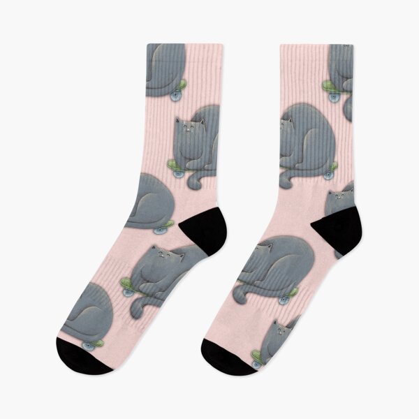 Item preview, Skateboarding Grey Cat On Pink Background Pattern designed and sold by Julia Sol.