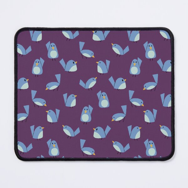 Item preview, Cheerful Bluebirds - Cute Retro-Inspired Birds - Playful Kids Design - dark purple background - shw1015 a designed and sold by Shiny Happy World.