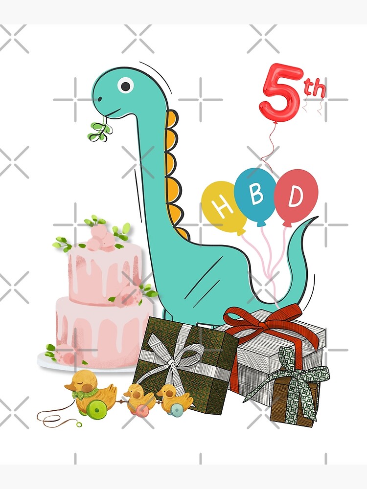 Central 23 Carte anniversaire dinosaure pour garcon – 'JOYEUX 5E