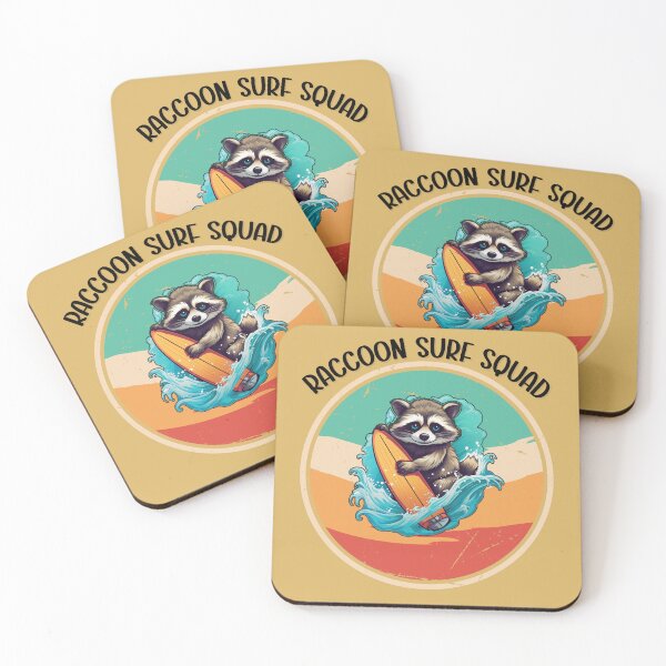 Item preview, Surfing Street Cat - Raccoon Surf Squad designed and sold by AITeeGenius.