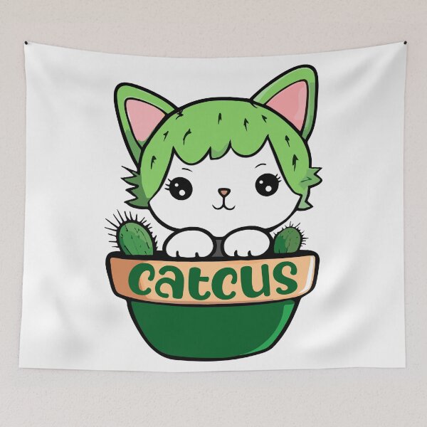 Item preview, Cat Cactus Catcus art illustration designed and sold by Niktarka.