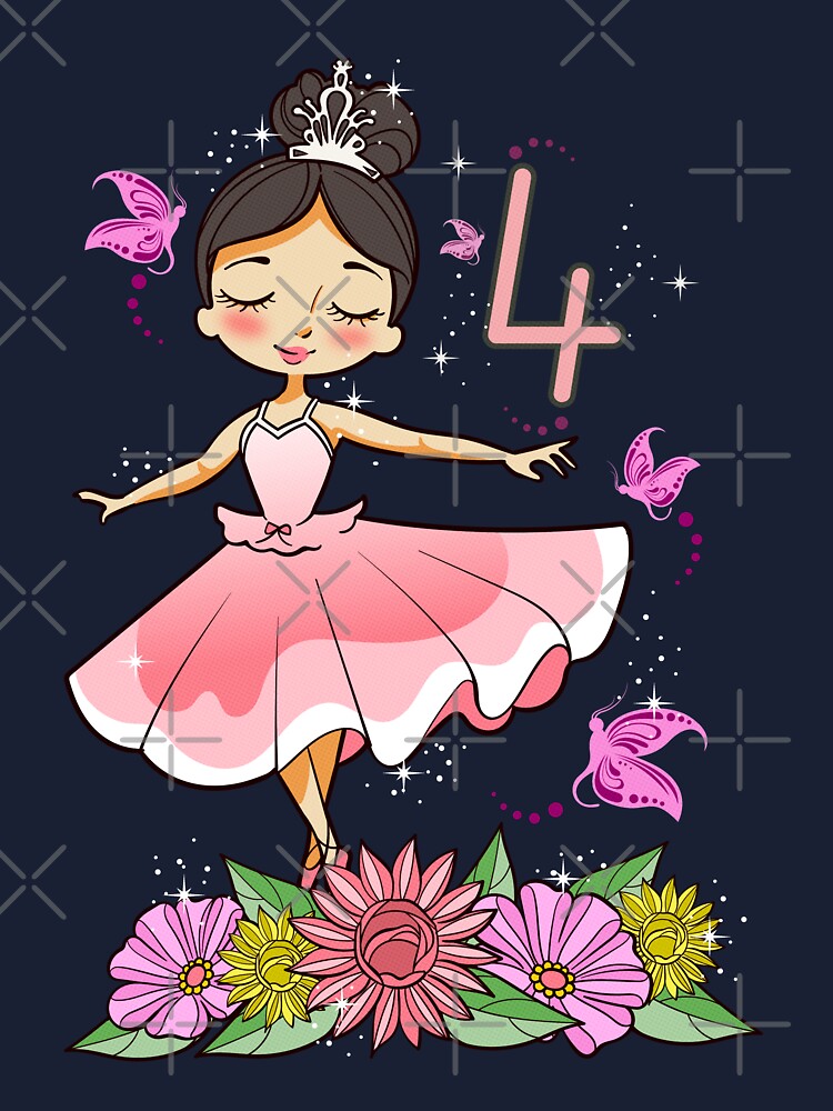 Ballerina 4th Birthday Outfit Four Year Old Cute Ballet Kids T Shirt for Sale by CLOUDREST Redbubble