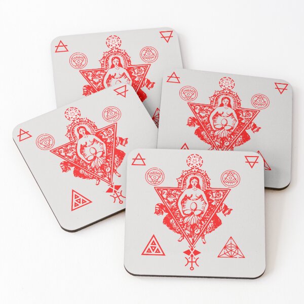 Item preview, Crimson Alchemy Life Triangle Enigma Hermetic Artwork Red Witch with Balls in the Life Triangle designed and sold by mptshirtdesign.