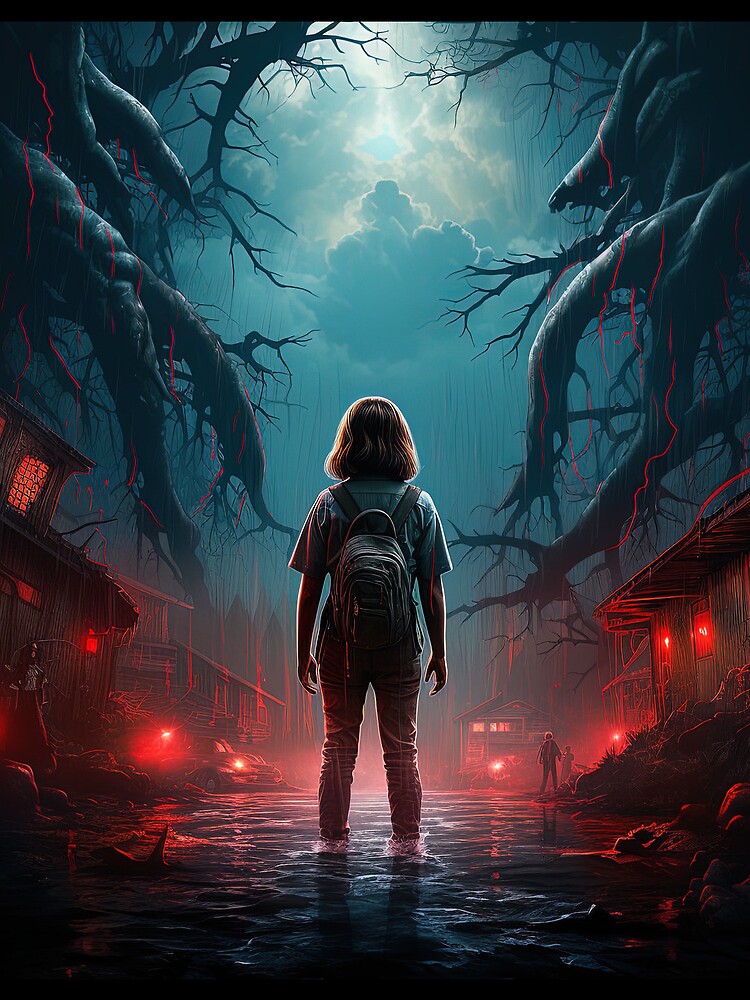 Thumbnail 4 of 4, Mini Skirt, Child Staring into Hell Vintage Movie Poster Stranger Things Fan Art designed and sold by sμ (smew).