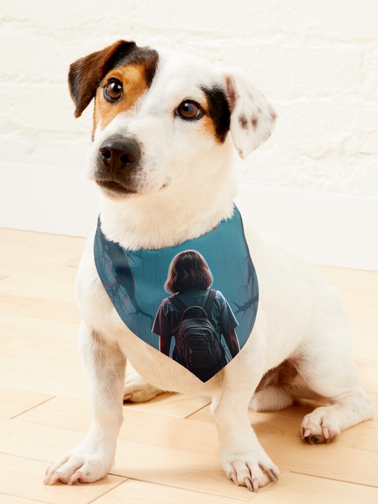 Thumbnail 1 of 6, Pet Bandana, Child Staring into Hell Vintage Movie Poster Stranger Things Fan Art designed and sold by sμ (smew).
