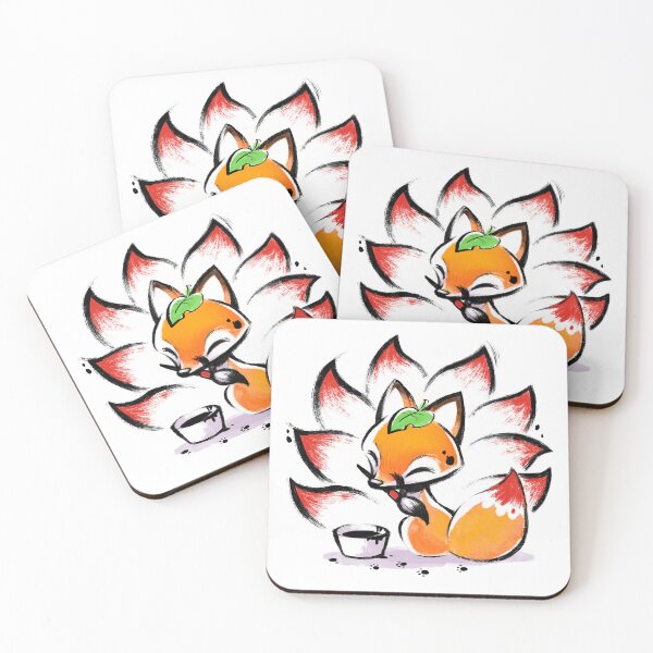 Item preview, Kitsune Cute Fox - Japanese Kanji Ink - Funny nature animal designed and sold by BlancaVidal.