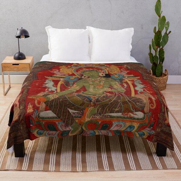 Item preview, Thangka Green Tara on Silk designed and sold by Mulan-Prints.