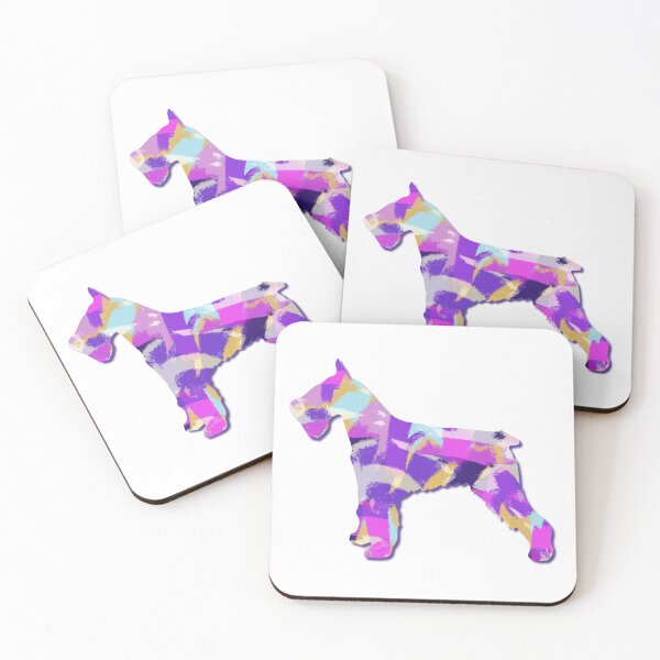 Artikelvorschau, Schnauzer-Hundesilhouette Lila Rosa Gelb Blau Design entworfen und verkauft von AMSonArt.