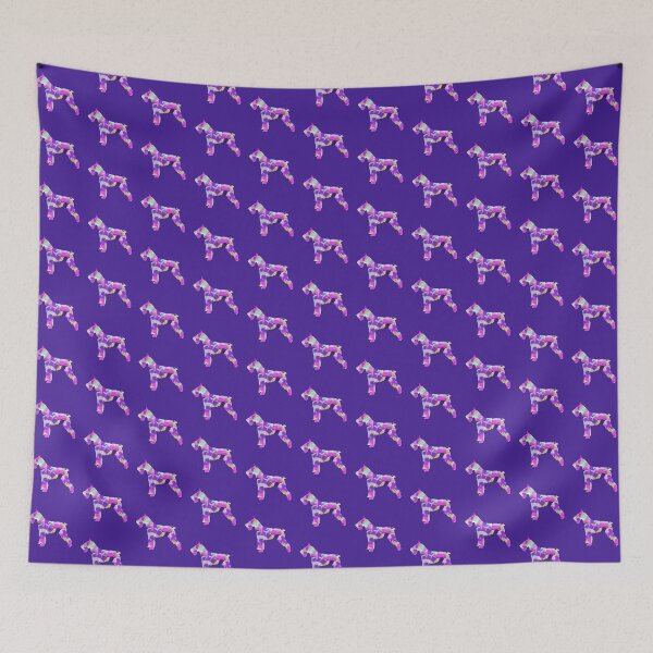 Artikelvorschau, Schnauzer-Hundesilhouette Lila Rosa Gelb Blau Design entworfen und verkauft von AMSonArt.