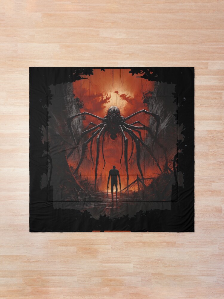 Thumbnail 1 of 6, Comforter, Vintage Demogorgon Movie Poster Stranger Things Fan Art designed and sold by sμ (smew).