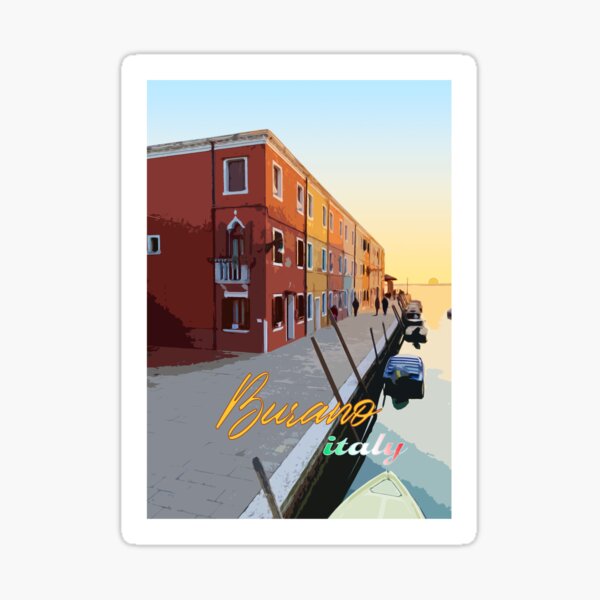Item preview, Burano Italy Vintage Travel Poster Design designed and sold by DottiDivaDesign.