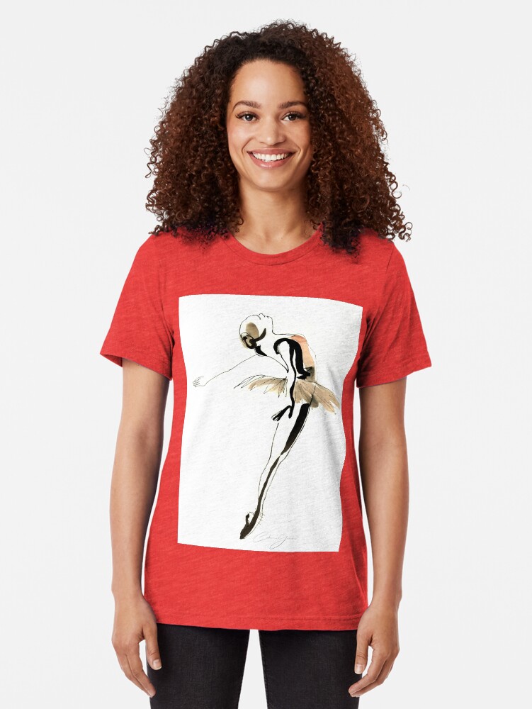 Alternate view of Ballet Dance Drawing Tri-blend T-Shirt