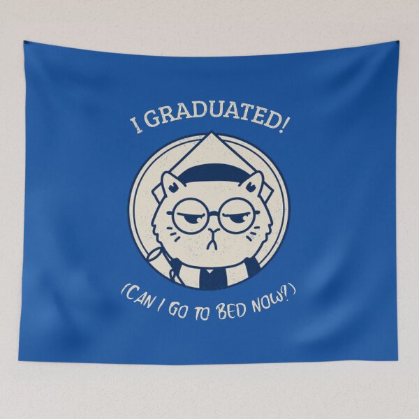 Item preview, I GRADUATED! Can I go to bed now? Classic Cat funny T-Shirt  designed and sold by Rodayna Elnaggar.