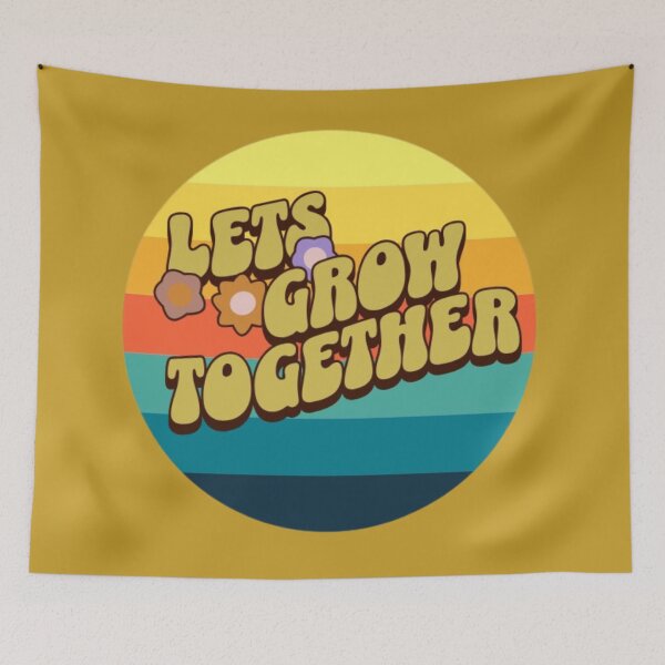 Item preview, lets grow together motivaional 70s retro design designed and sold by aquinavortex.