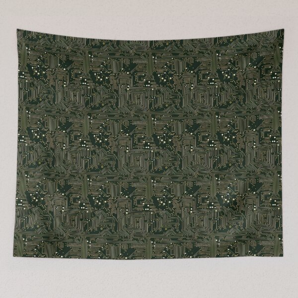 Item preview, Olive Green Circuitry Dark Board Seamless Pattern designed and sold by Sturdust.