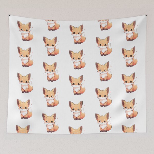 Item preview, Cute Kawaii Little Fox Smiling designed and sold by CozyKawaiiArt.