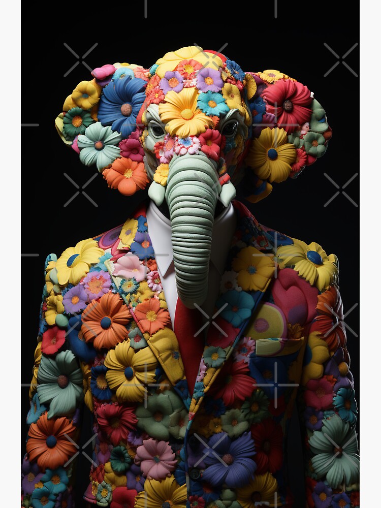 Elephant Floral Suit - Flower Fabric