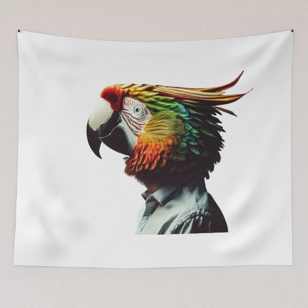 Item preview, man with parrot head designed and sold by print lovers.