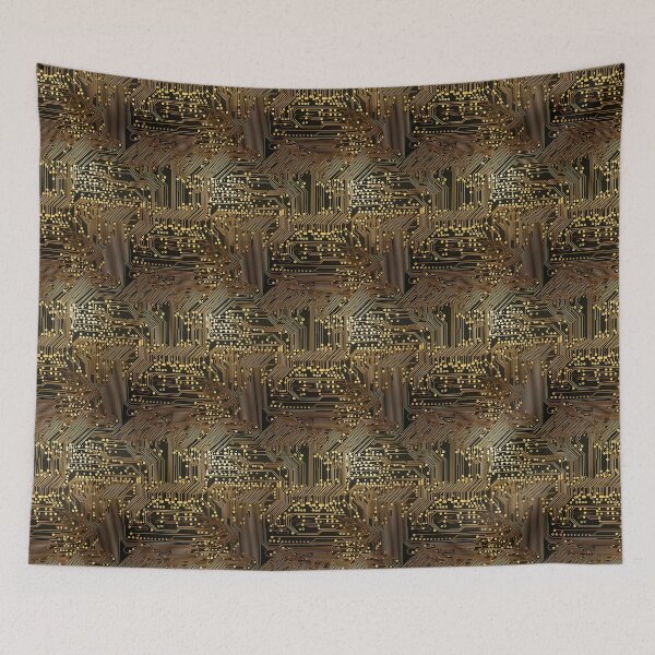 Item preview, Golden Circuitry Black Board Seamless Pattern designed and sold by Sturdust.