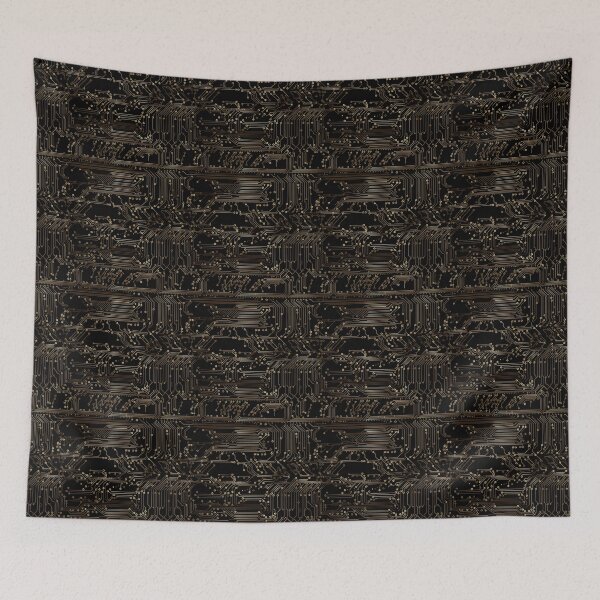 Item preview, Dark Golden Circuit Board Seamless Pattern designed and sold by Sturdust.