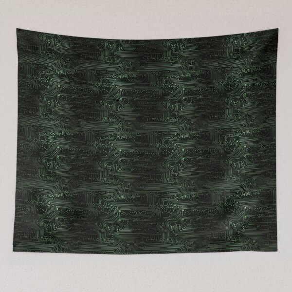 Item preview, Dim Green Circuit Board Seamless Pattern designed and sold by Sturdust.