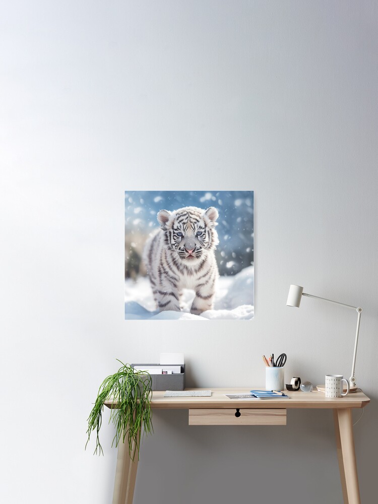 MGVDSES Cute Baby White Tiger Cub Blue Eyes Play Snow Animals Poster Wall  Art Gift Decor 20 Canvas P…See more MGVDSES Cute Baby White Tiger Cub Blue