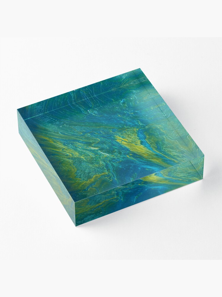 Alternate view of Green & Teal Abstract Acrylic Block