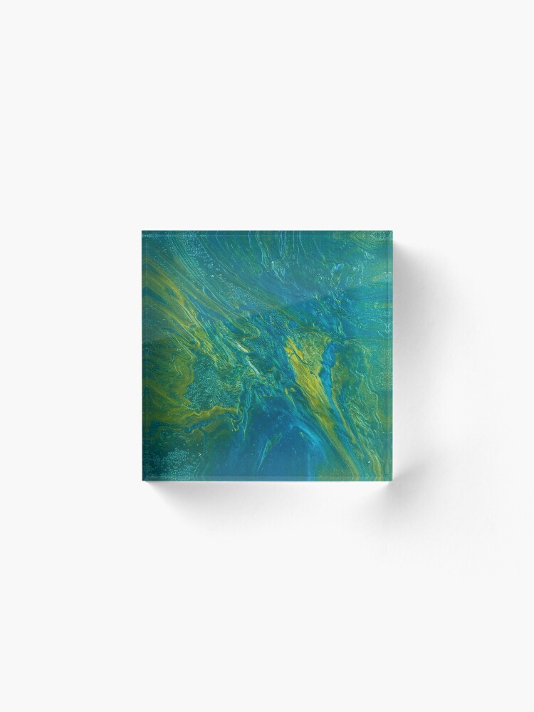 Alternate view of Green & Teal Abstract Acrylic Block