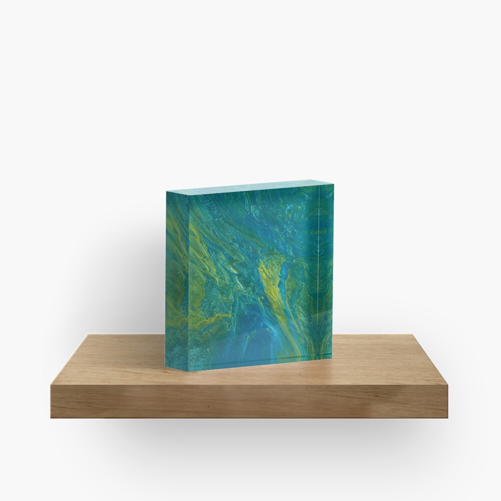 Green & Teal Abstract Acrylic Block