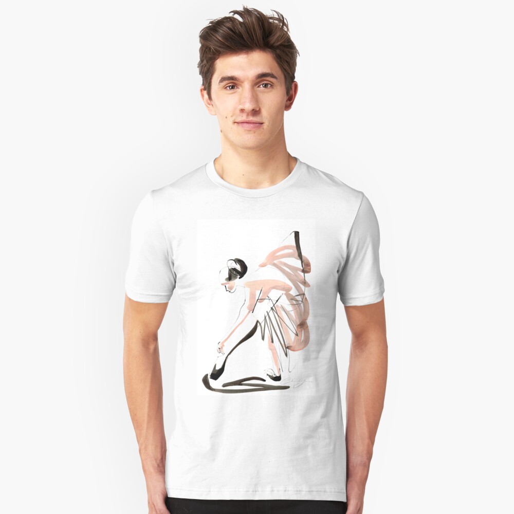 Expressive Watercolor Dance Drawing Slim Fit T-Shirt